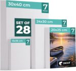 Primed artist canvas assortment – Multi-tailles – White. – 28-pack