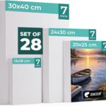 Primed artist canvas assortment – Multi-tailles – White. – 28-pack