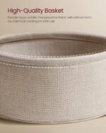VASAGLE Round side table with fabric basket – VASAGLE LET223W10 – 45 x 50 cm – Matte White + Camel Brown - Image 6