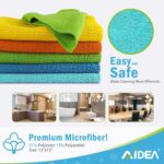 AIDEA Microfibre Cleaning Cloth Lint Free Washable Pack of 8 30x30cm – Retro-tri Color - Image 6