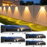 Solar motion-sensor fence lights – Solar Fence Light – 4 Pack – Warm White