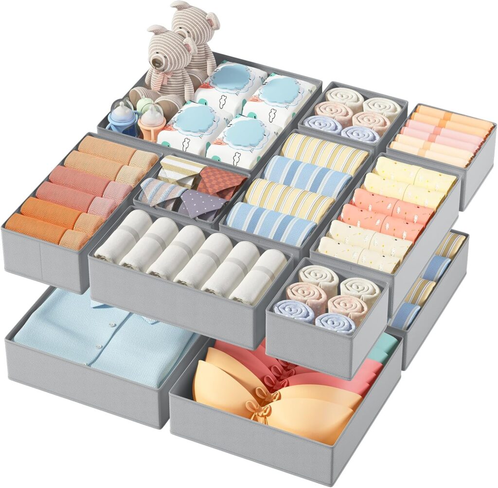 DIMJ Foldable fabric drawer compartments – Slate Grey