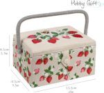 Hobby Gift Handled sewing basket – Embroidered Strawberries - Image 6
