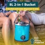 Collapsible camping water carrier with tap – Blue – 8 litres - Image 2