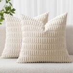 Corduroy cushion-cover pair – Cream White – 2-pack