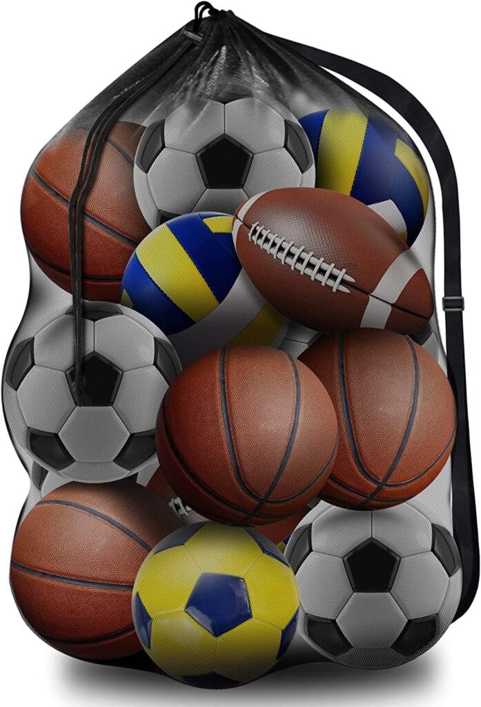Mesh sports ball storage bag – 30" x 40" – Black – 20 litres