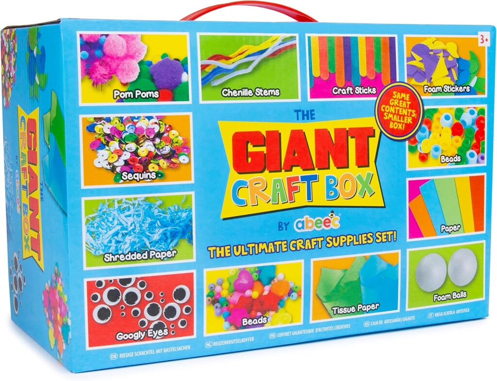 abeec Giant Craft Kit for Kids | 1000+ Piece Art & Craft Supplies Box – Giant Craft Box – Multicolour