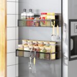 Aufworld Magnetic refrigerator-side storage shelf – Black – 2-pack - Image 8
