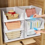 TidyIsles Open stackable wardrobe baskets – White