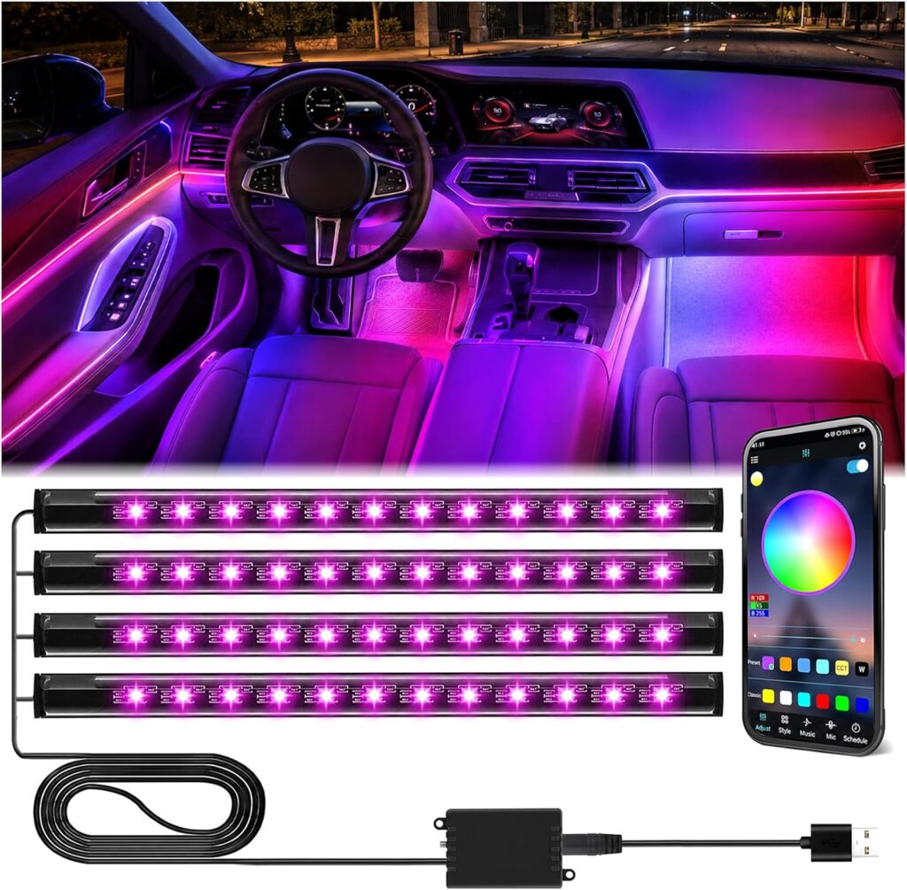 Winzwon LED Interior Lights for Car Accessories for Men Women – Purple
