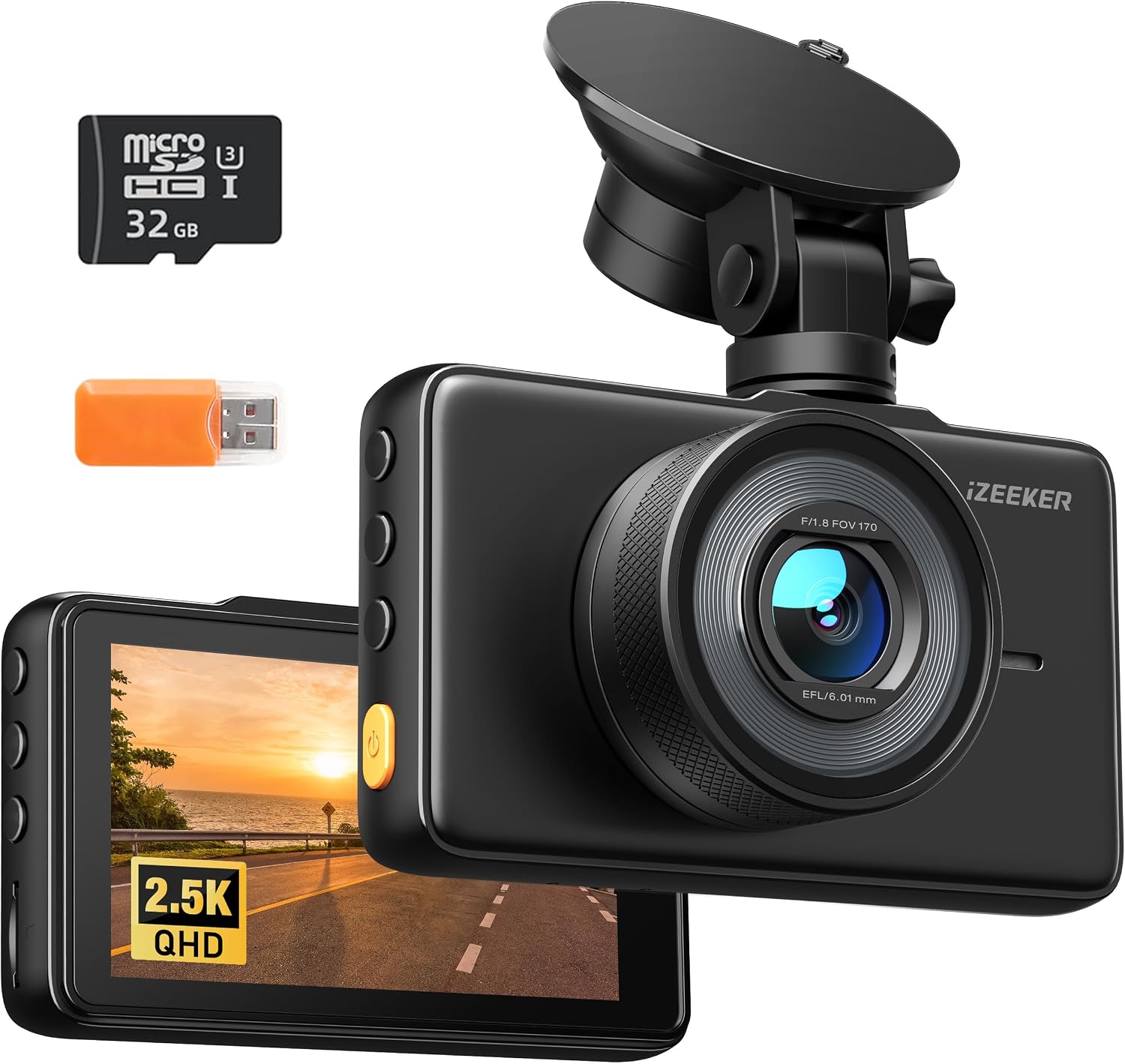 iZEEKER GD100 front dash camera with 32GB card – GD100 NEW, Black iZEEKER GD100 front dash camera with 32GB card – GD100 NEW – Black - Image 1