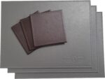 Faux-leather placemat and coaster set – Grey - Image 3