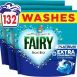Fairy Non Bio Platinum Washing Pods Extra Stain Removal, 132 count, 3 x 44 – 3-pack