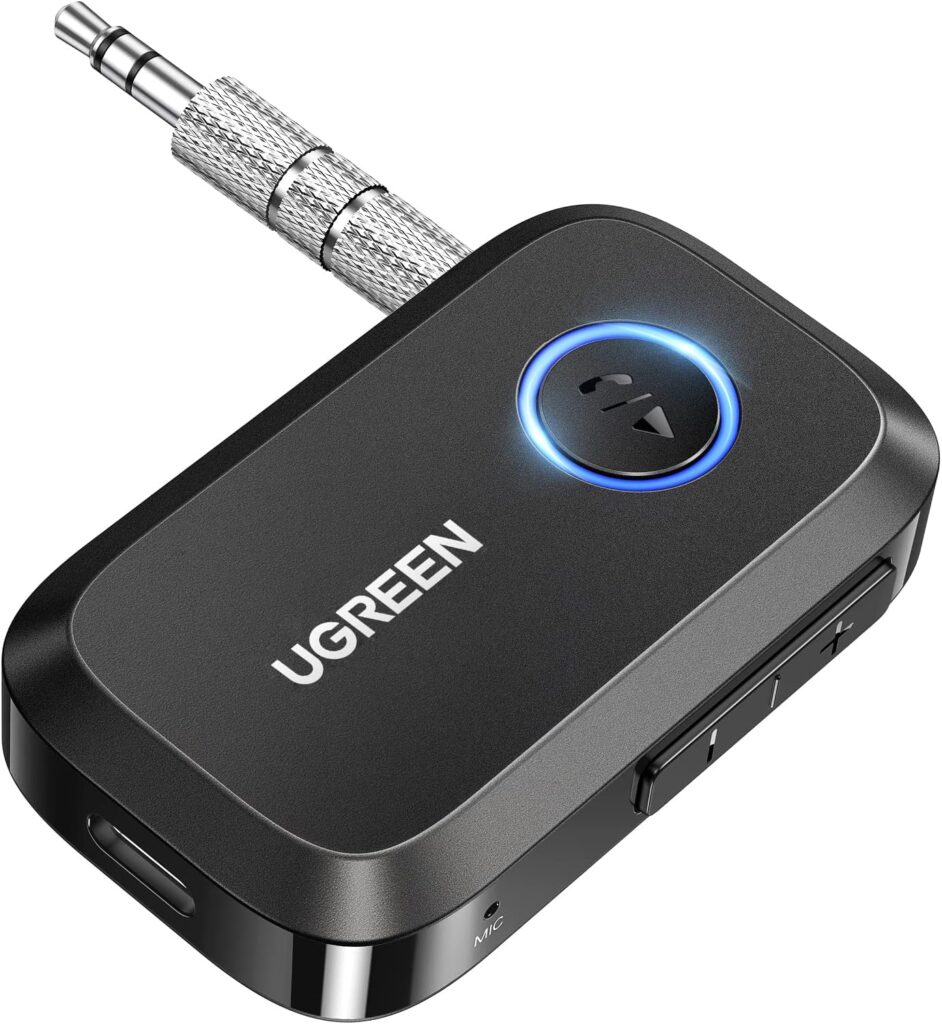 UGREEN Bluetooth 6.0 Aux Receiver for Car – Aux Bluetooth Adapter Auto – Black