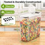 Storivo airtight cereal storage containers, 4 x 4L – Transparent - Image 2