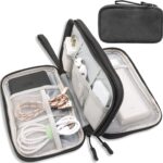 Teskyer Travel Cable Organiser Bag, Travel Essential – Small (8.5 x 5.0 inch) – Black
