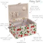 Hobby Gift Handled sewing basket – Embroidered Strawberries - Image 3