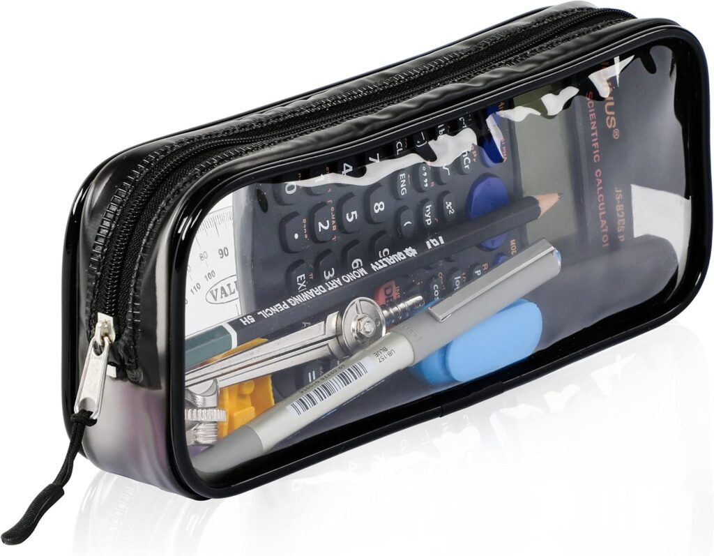 Transparent exam pencil case – 22x4x9 Cm – Black – 0.79 litres