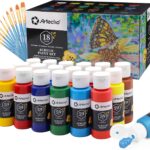 Artecho Acrylic Paints Set 18 Colors 2 Ounce/59ml with 10 Art Brushs – 1.06 l (Pack of 1) – 18 colours + 10 paint brushs