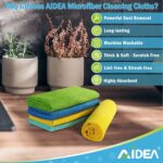 AIDEA Microfibre Cleaning Cloth Lint Free Washable Pack of 8 30x30cm – Retro-tri Color - Image 2