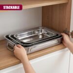 Deep stainless-steel handled roasting tins – Silver - Image 6