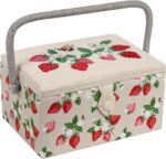 Hobby Gift Handled sewing basket – Embroidered Strawberries