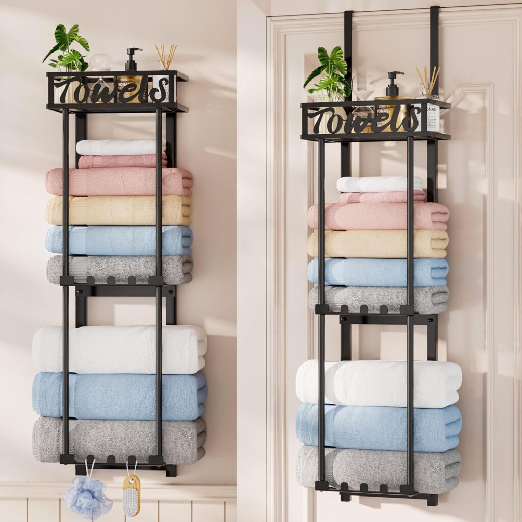 HapiRm Over-door multi-rail towel rack – Black