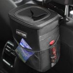 HOTOR Car Trash Bin, Compact Waterproof Organizer – Black – 2 gallons