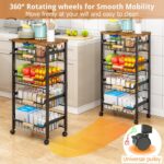 Rolling vegetable basket trolley – 43x86cm – Black - Image 2