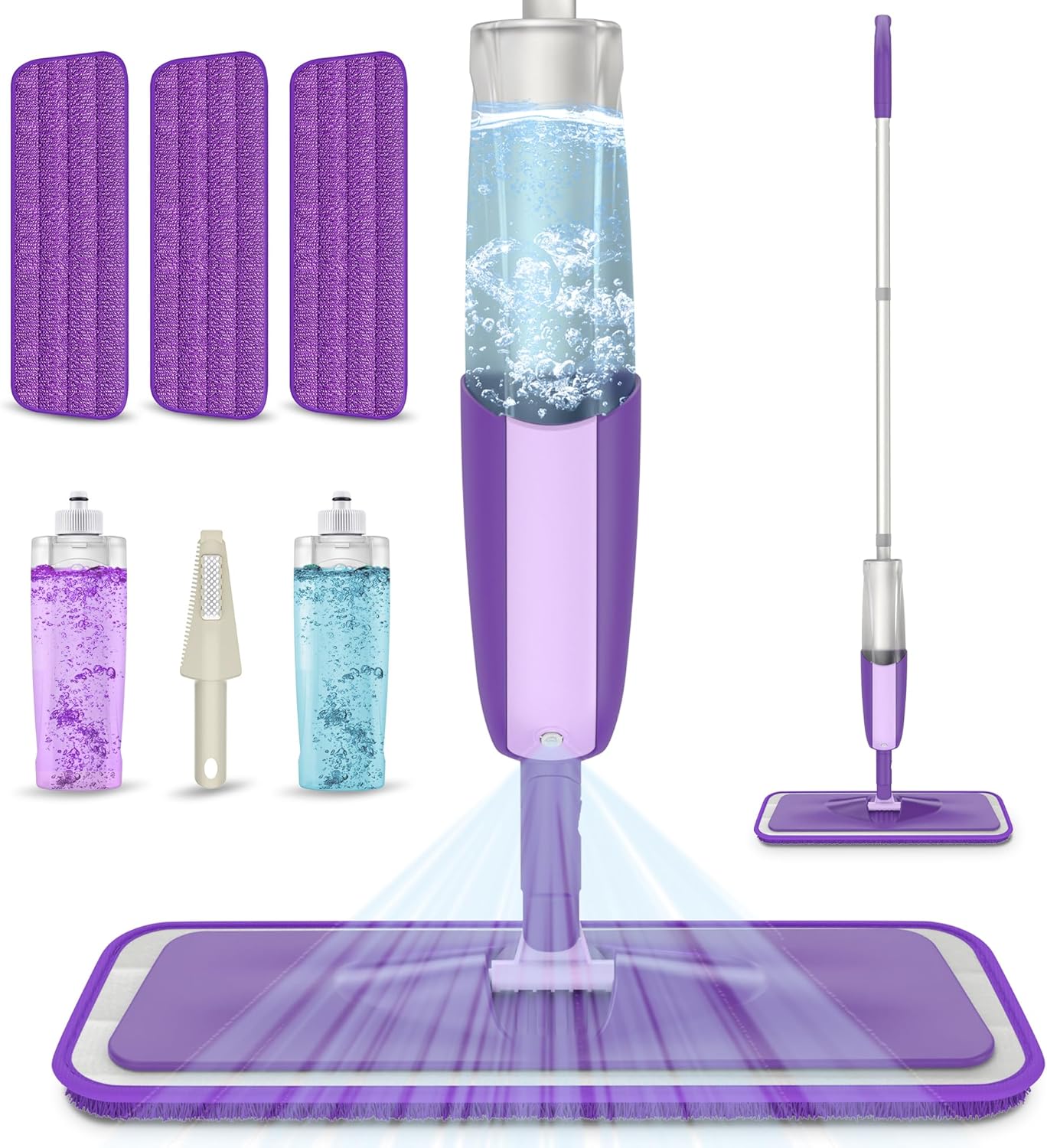 Refillable spray mop with washable pads – Purple Mops With 3 Refills – 2-pack Refillable spray mop with washable pads – Purple Mops With 3 Refills – 2-pack - Image 1