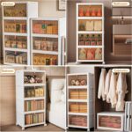 TidyTrove Wheeled four-tier folding storage bins – Beige - Image 7