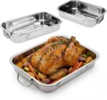 Deep stainless-steel handled roasting tins – Silver