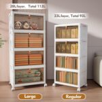 TidyTrove Wheeled four-tier folding storage bins – Beige - Image 6