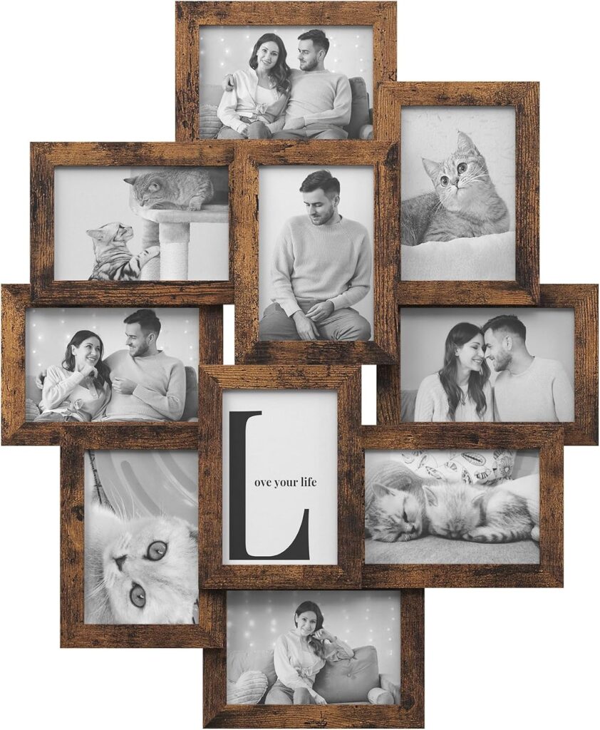 SONGMICS Four-by-six photo-frame set – 10 Frames – Rustic Brown – 1.8 kg