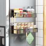 Aufworld Magnetic refrigerator-side storage shelf – Black – 2-pack