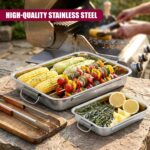 Deep stainless-steel handled roasting tins – Silver - Image 2