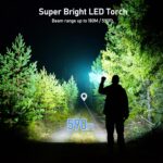 Blukar Rechargeable LED Torch, 4 Modes, Adjustable Focus – 1 PACK – Black - Image 2