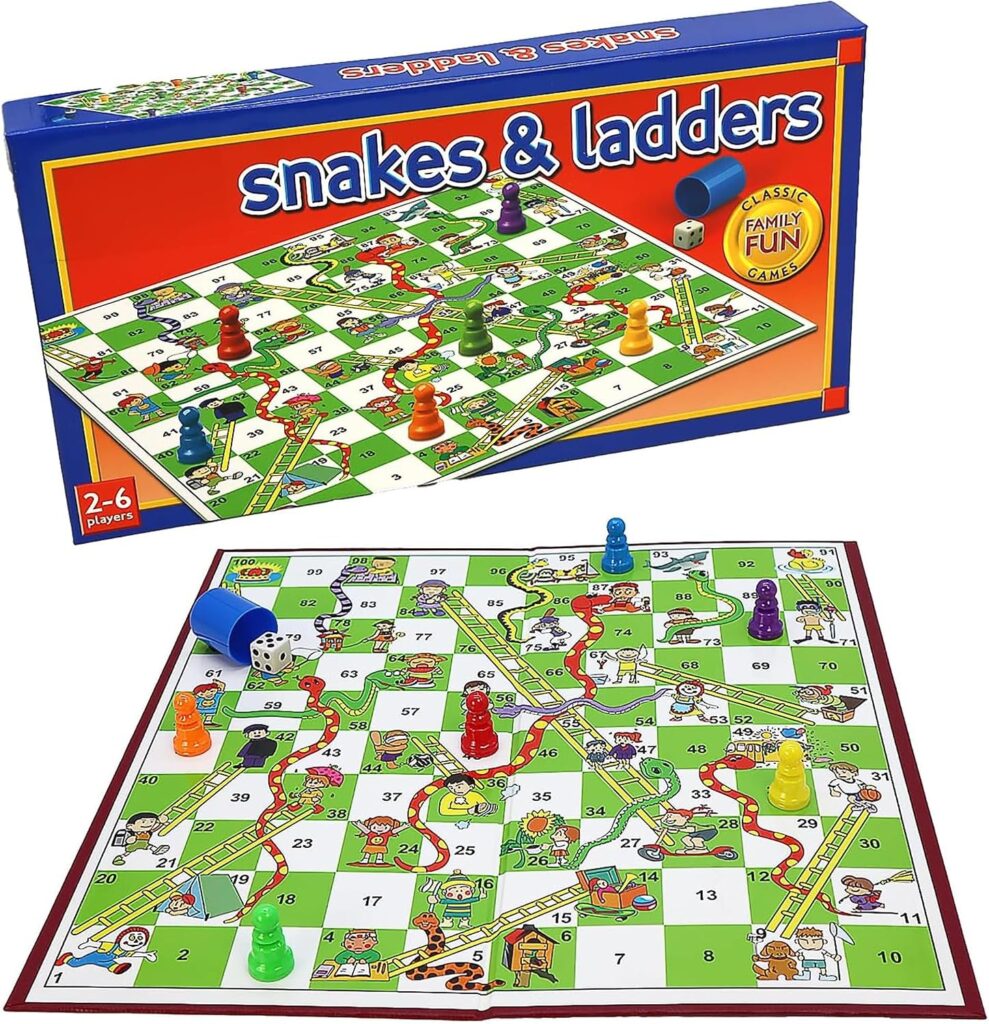 Navoys Snakes and Ladders board game – One Size – Multicolor