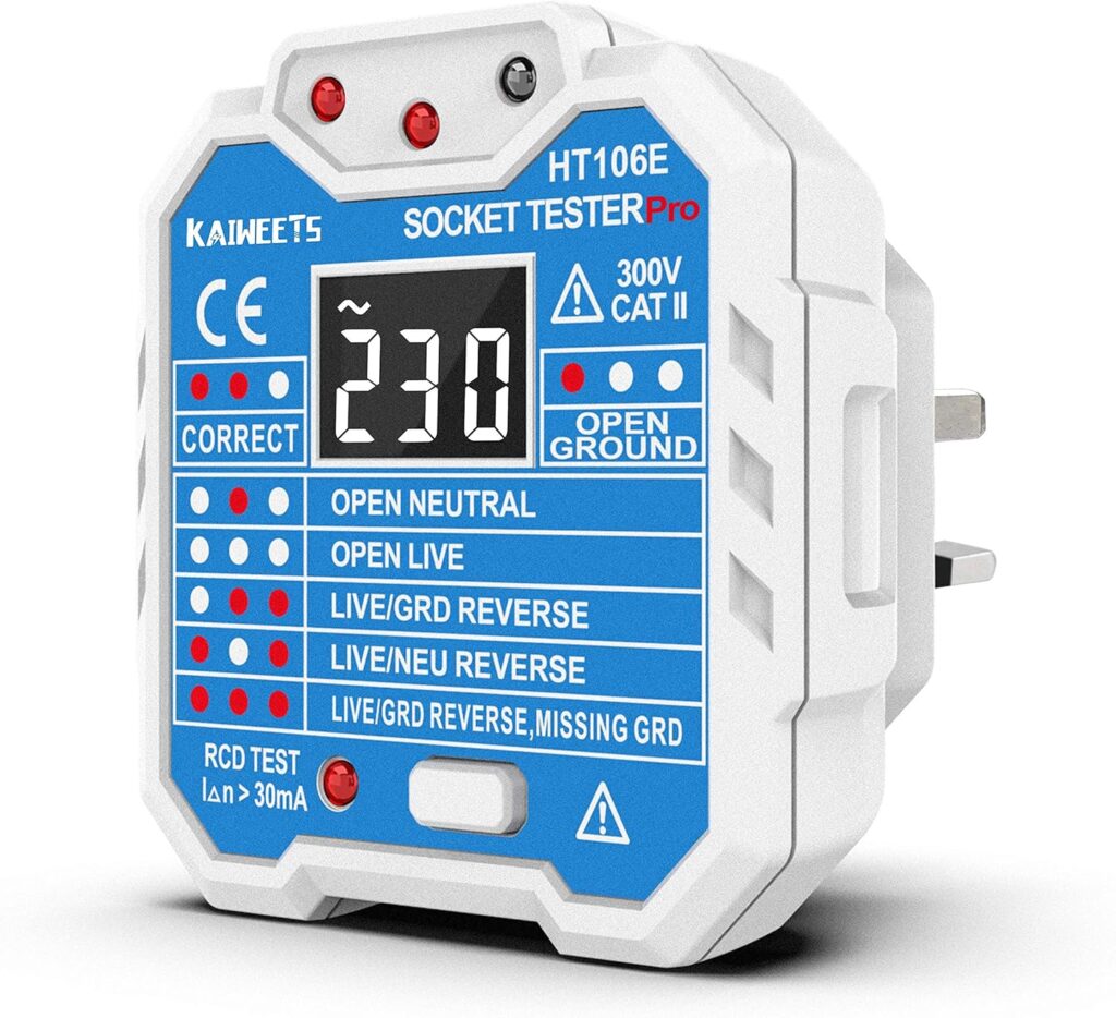 KAIWEETS UK socket wiring tester – Blue