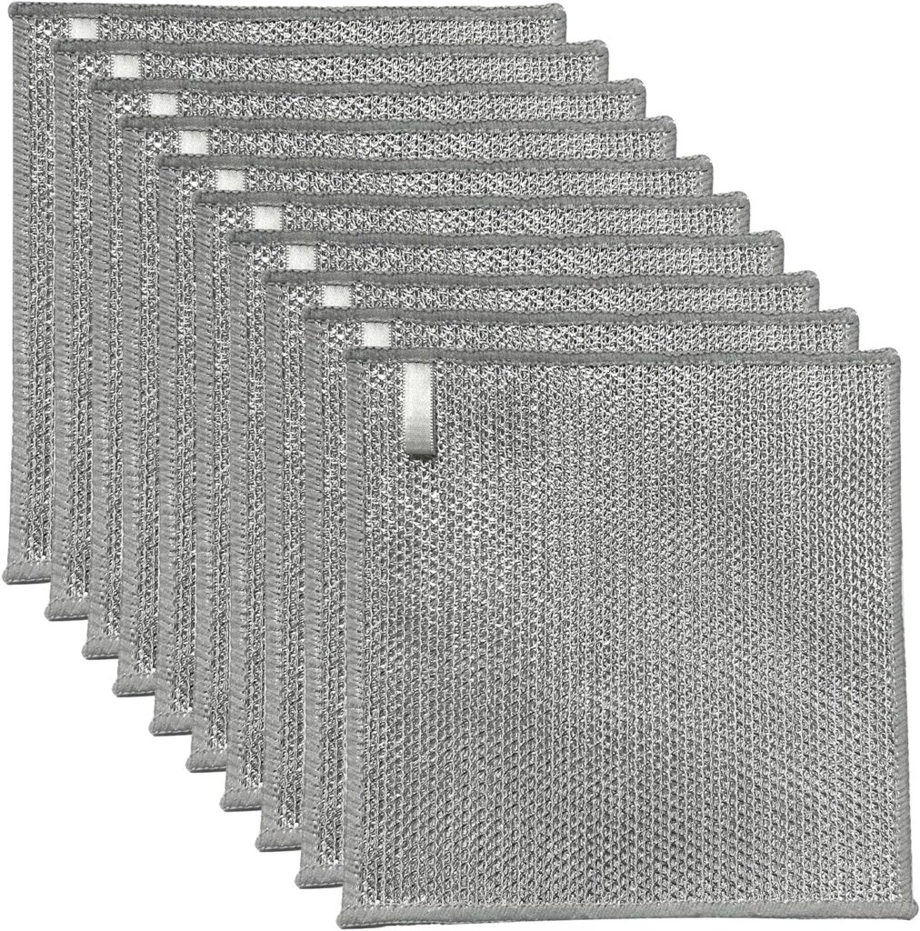 YinQin Woven stainless-steel cleaning cloth – Stainless Steel Cleaning Cloths – 7.87 X 7.87 Inches – Silver