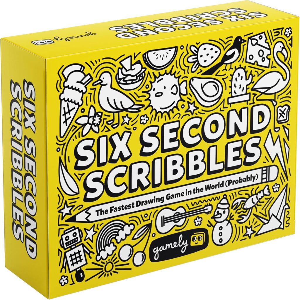 Gamely Six Second Scribbles drawing game – Card Game – Pocket Sized – Multicolor