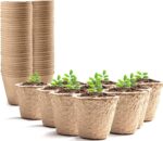 Keplin 96 Pack Biodegradable Planting Pots for Seeds 5x6cm – 96pc – Khaki – 117.81 cubic centimeters