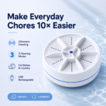 Portable ultrasonic washer for dishes and small laundry loads