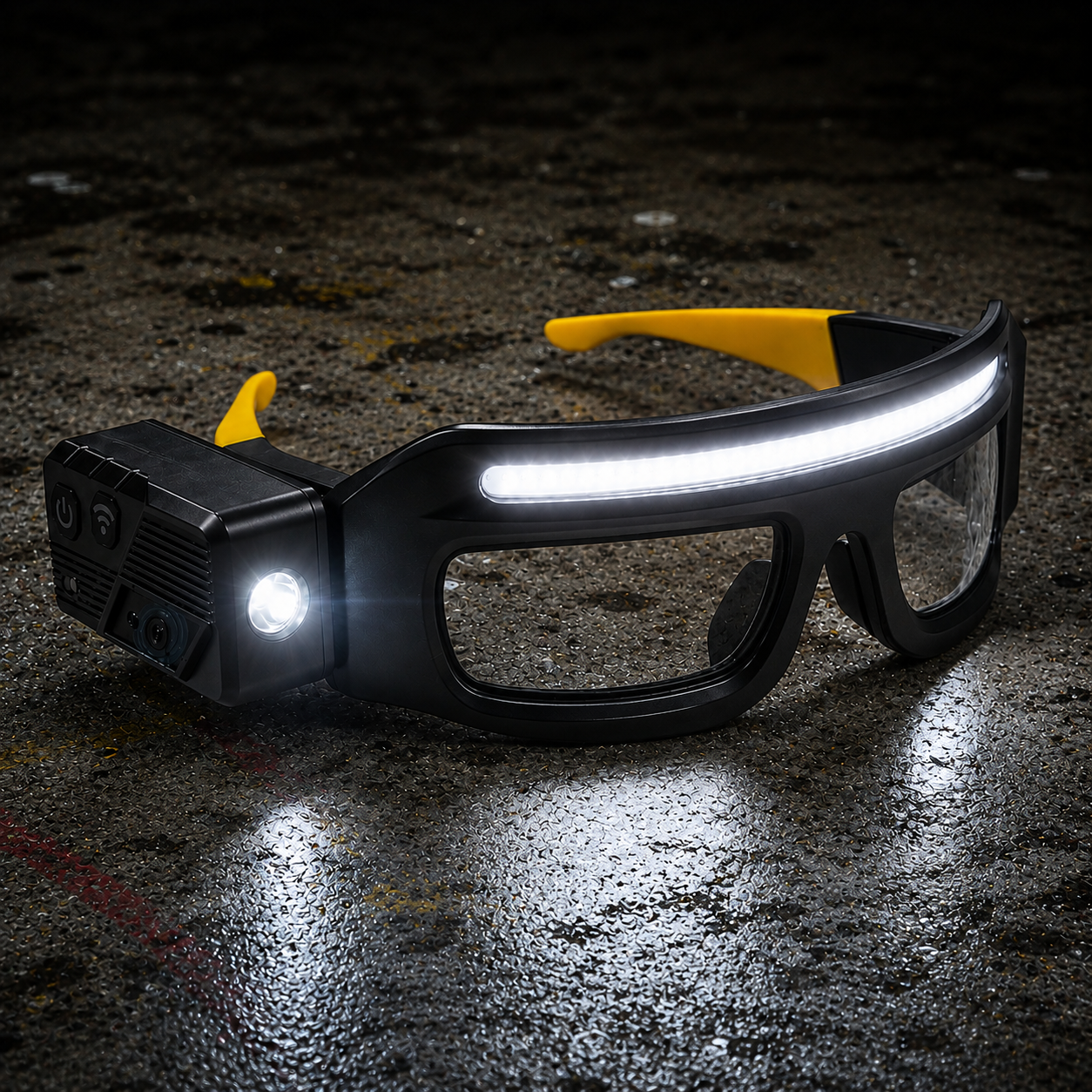 led-work-light-glasses Black LED work-light glasses with integrated front lights
